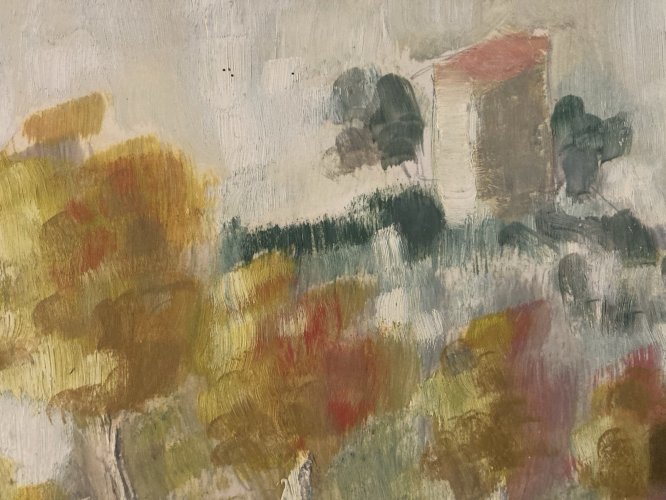 Peinture Original Gallo Huile Papier Painting Cadenet Provence Moulin 1955 Art