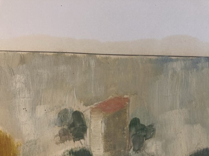 Peinture Original Gallo Huile Papier Painting Cadenet Provence Moulin 1955 Art