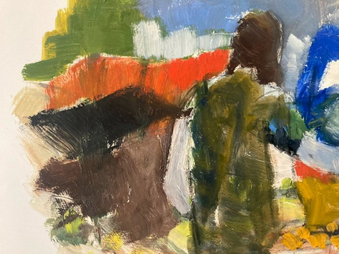 Peinture Original Gallo Huile Scène De Marché 1955 À Identifier Painting Dessin