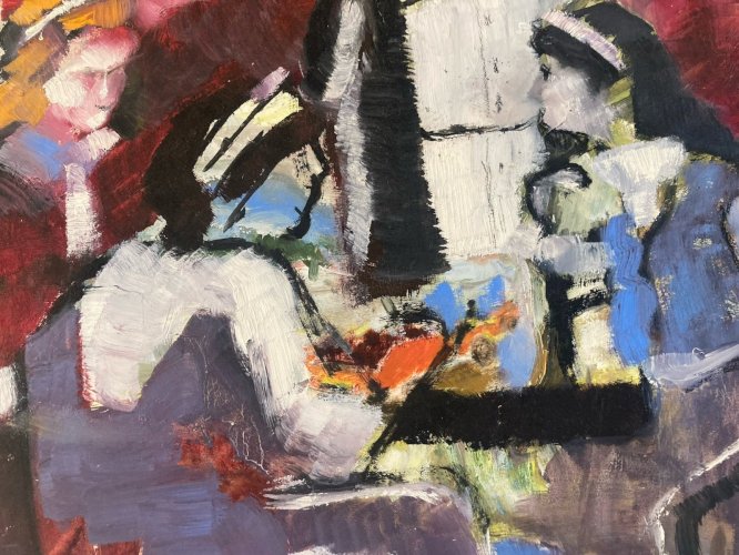 Peinture Original Gallo Huile Voyante Cartomancie Painting Boule De Cristal 1955