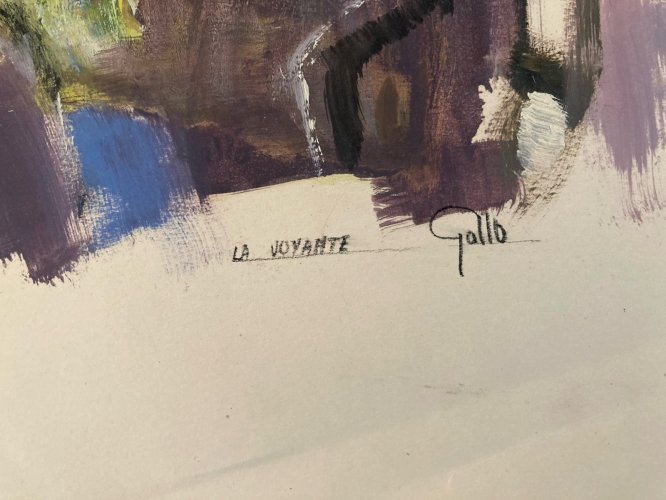 Peinture Original Gallo Huile Voyante Cartomancie Painting Boule De Cristal 1955