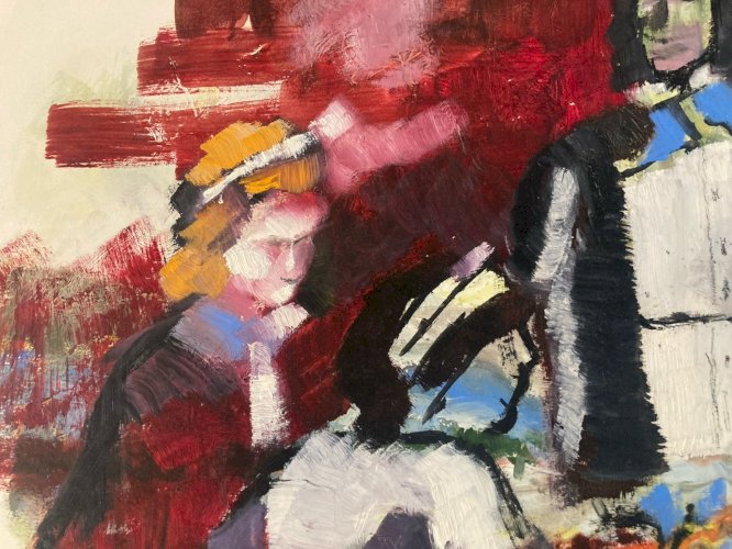 Peinture Original Gallo Huile Voyante Cartomancie Painting Boule De Cristal 1955