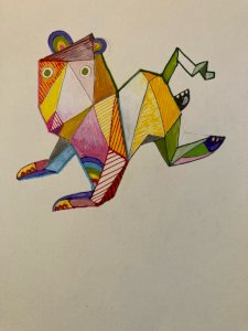 Peinture Painting 1980 Gouache Art Papier Cubiste Post Cubisme Animal Dessin