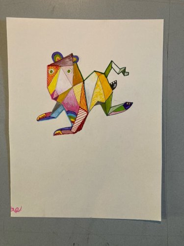 Peinture Painting 1980 Gouache Art Papier Cubiste Post Cubisme Animal Dessin