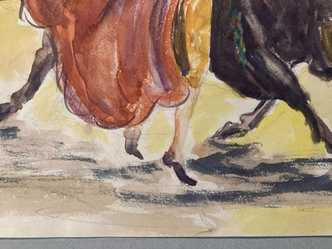 Peinture Painting Corrida Tauromachie 1960 Animal Taureau Arène Old Animaux Art