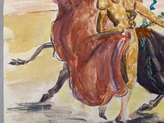 Peinture Painting Corrida Tauromachie 1960 Animal Taureau Arène Old Animaux Art