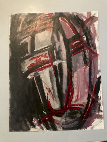 Peinture Painting Gouache Sur Papier Masque Art Abstrait Abstrait Abstraction