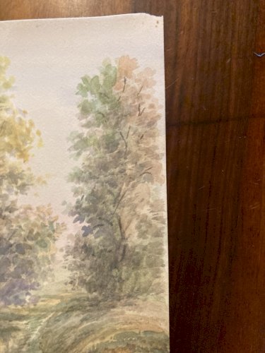 Peinture Painting Portrait Femme XIXe 1850 Classique Paysage Original Art Old