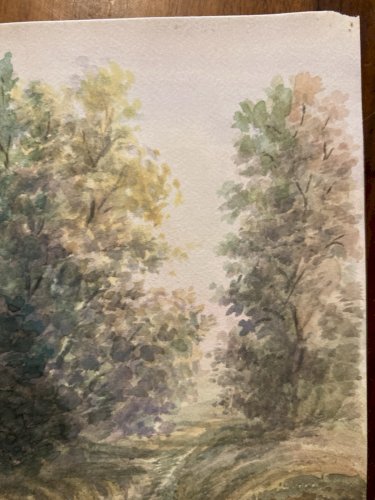 Peinture Painting Portrait Femme XIXe 1850 Classique Paysage Original Art Old