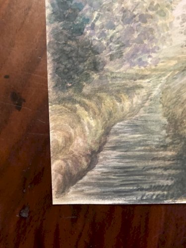 Peinture Painting Portrait Femme XIXe 1850 Classique Paysage Original Art Old