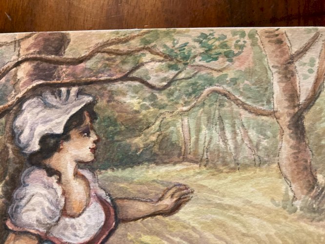 Peinture Painting Portrait Femme XIXe 1880 Classique Paysage Original Art Old