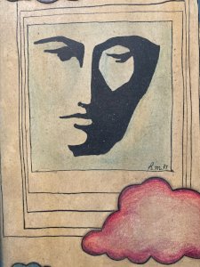 Surrealist Painting Surrealism 1971 HM Old Art Old Collage Drawing