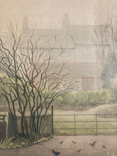 Peinture Papier 1960 Gouache Aquarelle Agnès Bradley Brouillard Angleterre