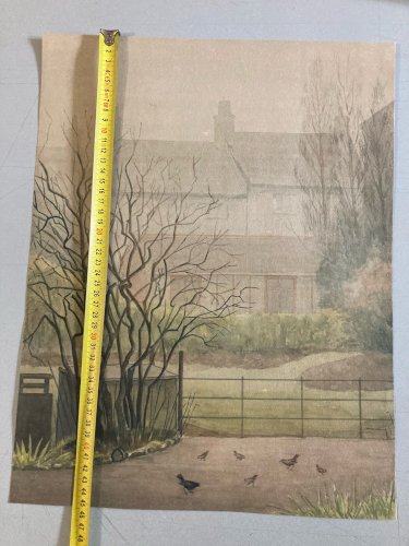 Peinture Papier 1960 Gouache Aquarelle Agnès Bradley Brouillard Angleterre