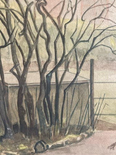 Peinture Papier 1960 Gouache Aquarelle Agnès Bradley Brouillard Angleterre