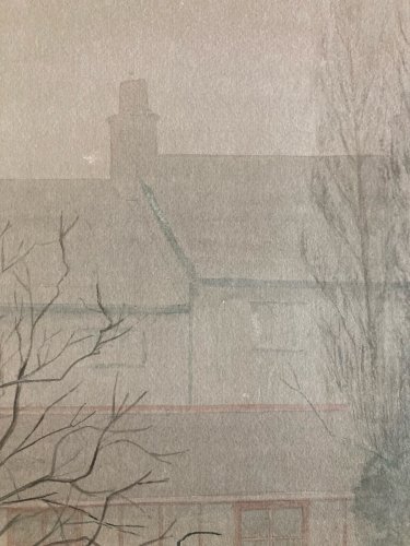 Peinture Papier 1960 Gouache Aquarelle Agnès Bradley Brouillard Angleterre