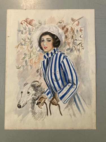 Peinture Papier Femme Élégante Art Deco Nouveau 1920 Harrison Fisher Painting