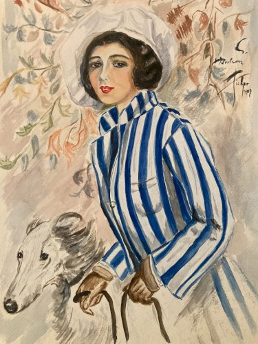 Peinture Papier Femme Élégante Art Deco Nouveau 1920 Harrison Fisher Painting