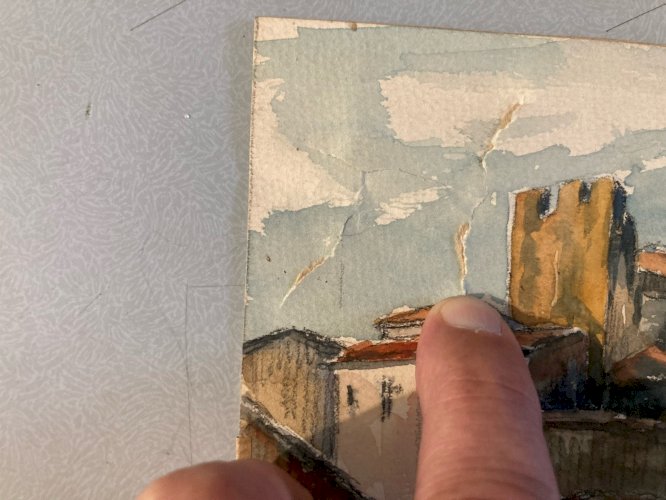 Peinture Papier Gouache Aquarelle Village 1942 Maison À Identifier Ancien