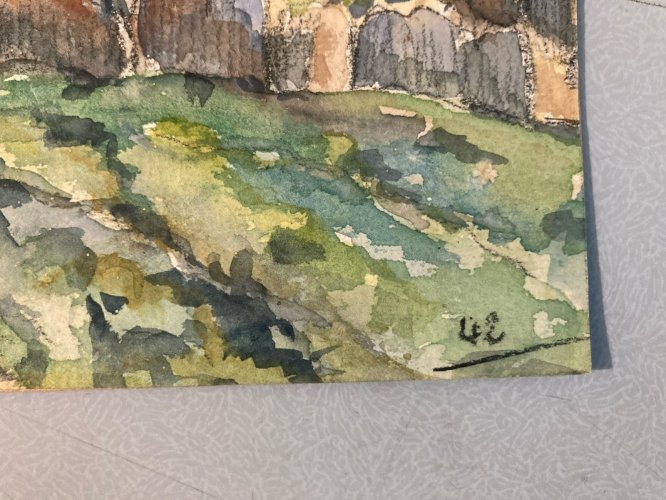 Peinture Papier Gouache Aquarelle Village 1942 Maison À Identifier Ancien
