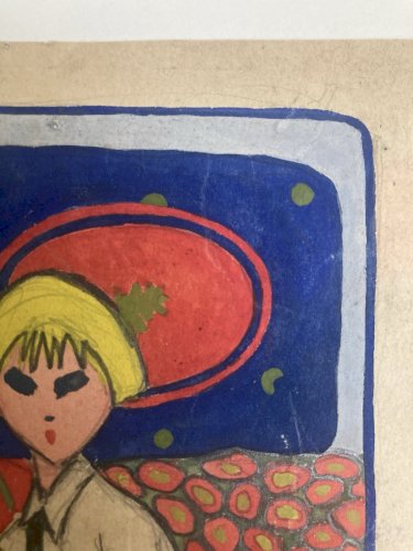 Peinture Papier Portrait Mado Zabini Marionnette Spectacle Programme 1920 Ancien