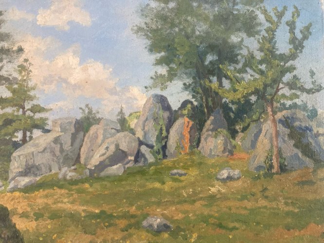 Peinture Paysage Bretagne 1930 Raphaël BOUTILLIÉ Tréveneuc Pierre Menhirs Art