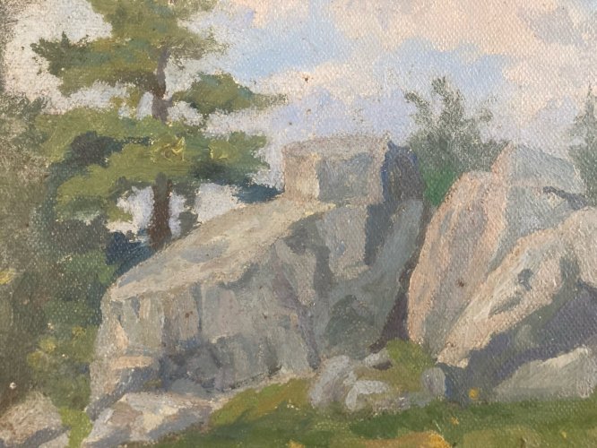 Peinture Paysage Bretagne 1930 Raphaël BOUTILLIÉ Tréveneuc Pierre Menhirs Art