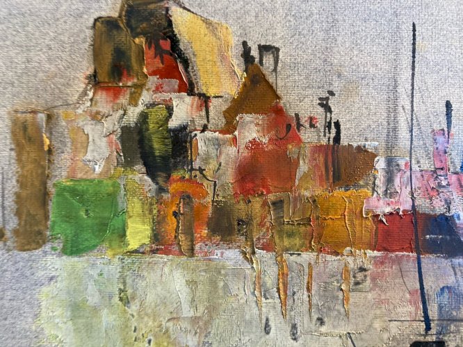 Peinture Paysage Bretagne? Huile Papier  A Identifier 1960 Mer Océan