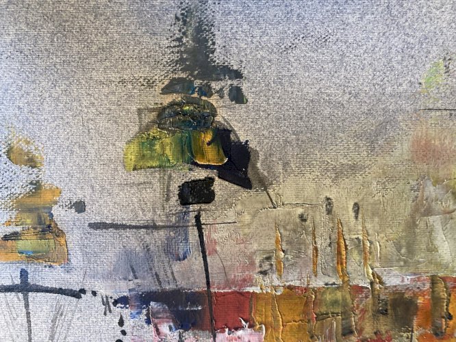 Peinture Paysage Bretagne? Huile Papier  A Identifier 1960 Mer Océan