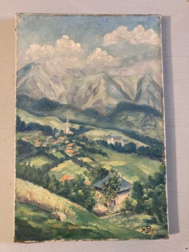 Peinture Paysage Eglise Orthodoxe Ecole Russe ? Huile Toile 1930 Art