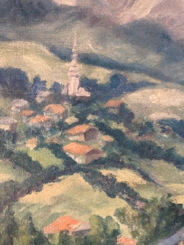 Peinture Paysage Eglise Orthodoxe Ecole Russe ? Huile Toile 1930 Art