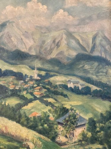 Peinture Paysage Eglise Orthodoxe Ecole Russe ? Huile Toile 1930 Art
