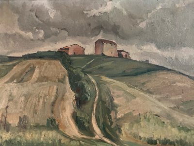 Peinture Paysage Huile 1900 Toile Campagne Toulouse Painting Ancien Old Art XIXe