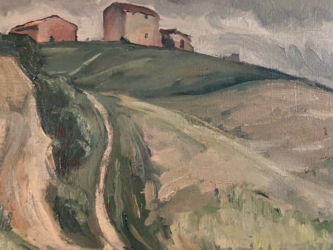 Peinture Paysage Huile 1900 Toile Campagne Toulouse Painting Ancien Old Art XIXe