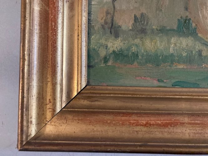 Peinture Paysage Huile 1900 Toile Campagne Toulouse Painting Ancien Old Art XIXe