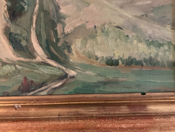 Peinture Paysage Huile 1900 Toile Campagne Toulouse Painting Ancien Old Art XIXe