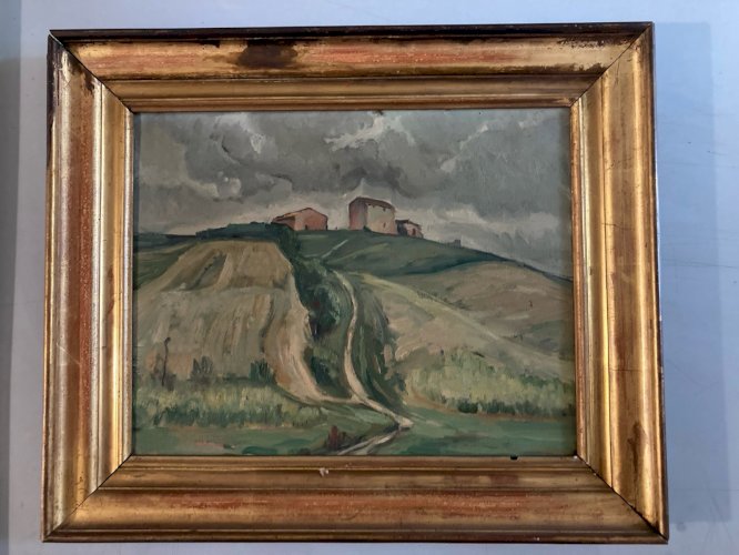 Peinture Paysage Huile 1900 Toile Campagne Toulouse Painting Ancien Old Art XIXe