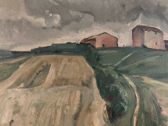 Peinture Paysage Huile 1900 Toile Campagne Toulouse Painting Ancien Old Art XIXe