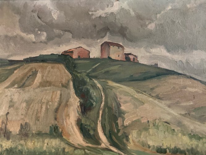 Peinture Paysage Huile 1900 Toile Campagne Toulouse Painting Ancien Old Art XIXe