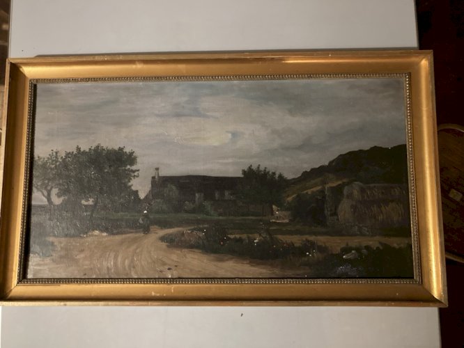 Peinture Paysage Huile Toile Post Impressionniste 1900 Ferme Bretagne ?