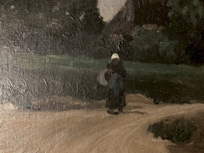 Peinture Paysage Huile Toile Post Impressionniste 1900 Ferme Bretagne ?