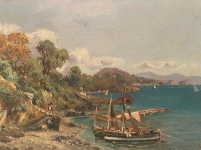Peinture Paysage Marine Huile Toile  1902 À Aubert Mer Art Painting Marseille ?