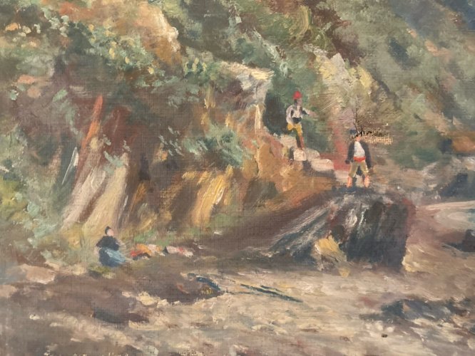 Peinture Paysage Marine Huile Toile  1902 À Aubert Mer Art Painting Marseille ?