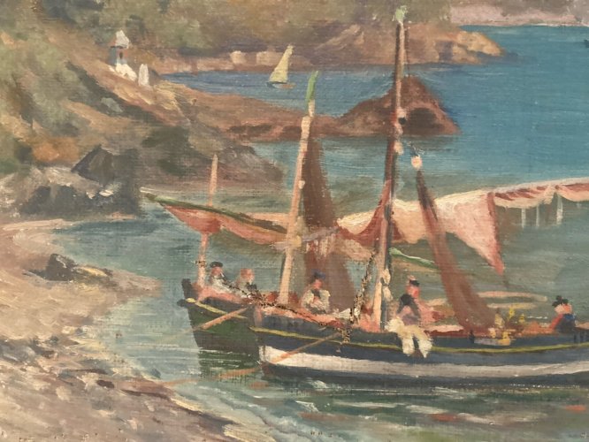 Peinture Paysage Marine Huile Toile  1902 À Aubert Mer Art Painting Marseille ?