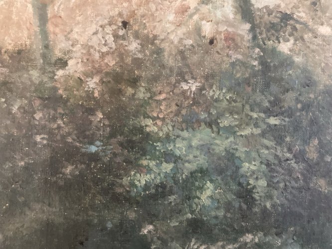 Peinture Paysage Marine Huile Toile  1920 Maison Forêt Arbre À Identifier