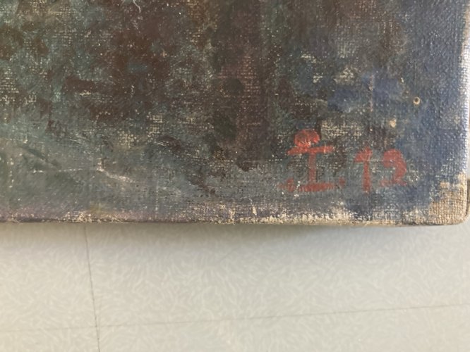 Peinture Paysage Marine Huile Toile  1920 Maison Forêt Arbre À Identifier