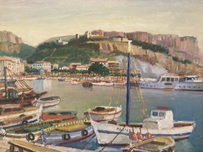 Peinture Paysage Marine Huile Toile  1970 ROD Mer Art Painting A Localiser XXe