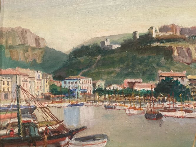 Peinture Paysage Marine Huile Toile  1970 ROD Mer Art Painting A Localiser XXe