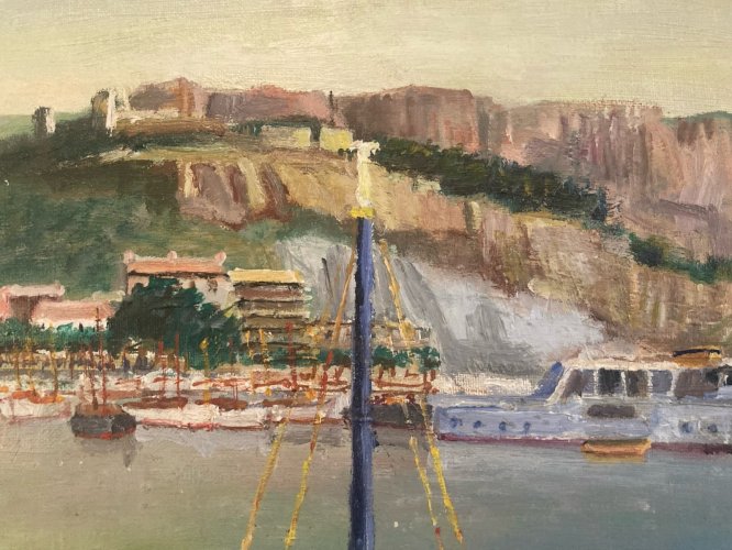 Peinture Paysage Marine Huile Toile  1970 ROD Mer Art Painting A Localiser XXe