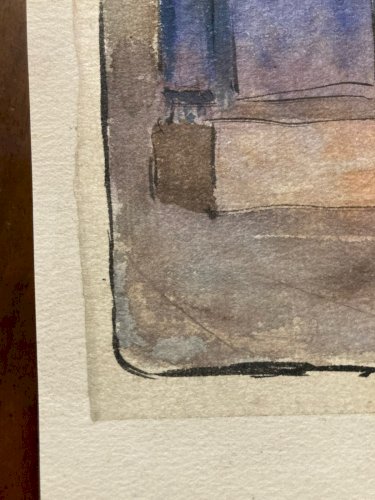 Peinture Pierre LAPRADE Statue Gouache Papier Modèle Art Deco 1950 Ancien